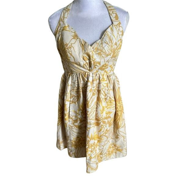 Anthropologie by Tracy Reese Linen Floral Halter Dress in Yellow 0 - Picture 1 of 6